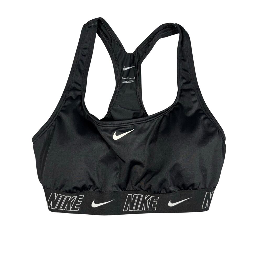 Nike Swim Women’s Black Logo Tape Racerback Bikini Top NESSD188 Size Medium NWT